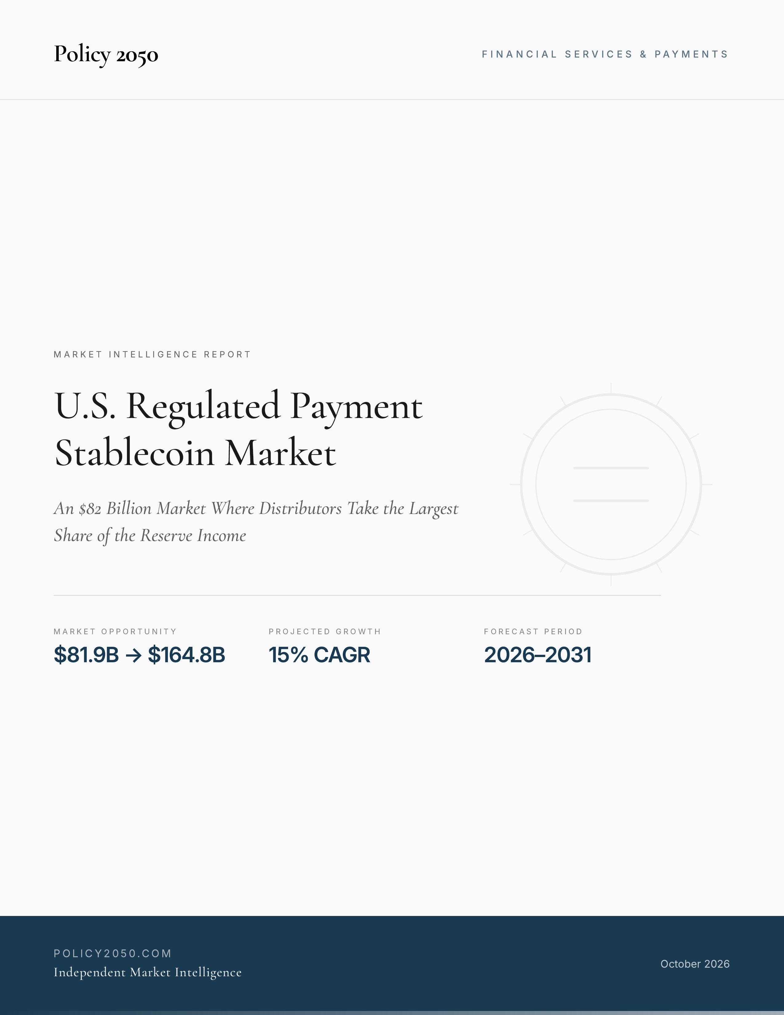 U.S. Regulated Payment Stablecoin Market — Policy2050 report cover